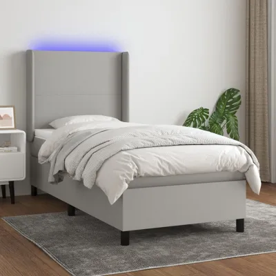 cadre de lit matelas LED Gris clair 80x200 cm Tissu