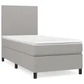 cadre de lit avec matelas Gris clair 80x200 cm Tissu