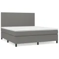 cadre de lit avec matelas Gris foncé 160x200cm Tissu