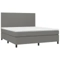 cadre de lit avec matelas Gris foncé 160x200cm Tissu