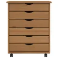 Armoire roulante avec tiroirs MOSS bois de pin marron miel