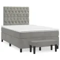 cadre de lit et matelas Gris clair 120x200cm Velours