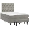 cadre de lit et matelas Gris clair 120x200cm Velours