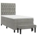 cadre de lit et matelas Gris clair 100x200cm Velours