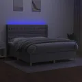 cadre de lit matelas LED Gris clair 160x200 cm Tissu