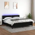 cadre de lit avec matelas LED Noir 160x200 cm Tissu