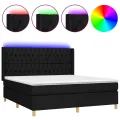cadre de lit matelas et LED Noir 160x200 cm Tissu
