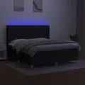 cadre de lit matelas et LED Noir 160x200 cm Tissu