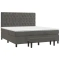 cadre de lit et matelas Gris foncé 160x200cm Velours