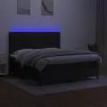 cadre de lit et matelas et LED Noir 160x200 cm Tissu