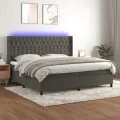 cadre de lit matelas et LED Gris foncé 200x200 cm