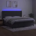 cadre de lit matelas et LED Gris foncé 200x200 cm