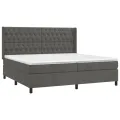 cadre de lit matelas et LED Gris foncé 200x200 cm