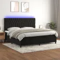 cadre de lit matelas et LED Noir 200x200 cm Velours