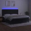 cadre de lit matelas et LED Noir 200x200 cm Velours