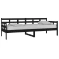 Lit de jour noir bois de pin massif 80x200 cm