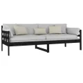 Lit de jour noir bois de pin massif 80x200 cm