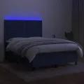 cadre de lit et matelas et LED Bleu 140x190 cm Tissu