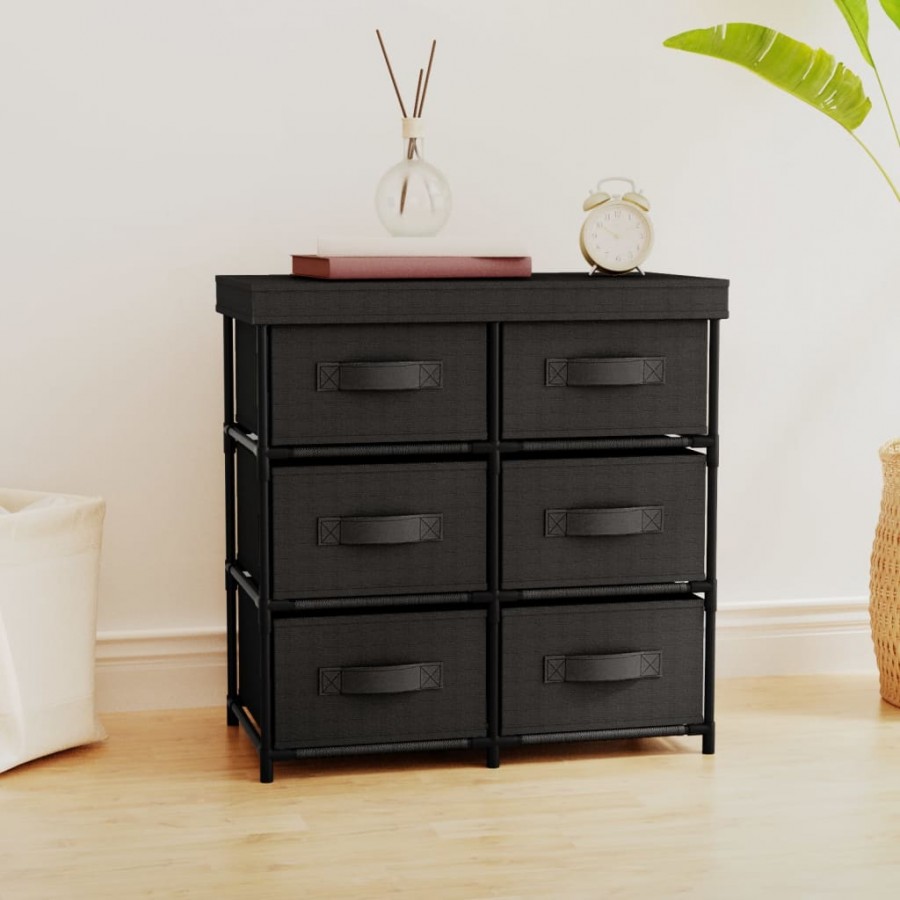 Armoire de rangement avec 6 tiroirs 55x29x55 cm Noir Acier