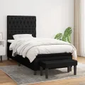 cadre de lit avec matelas Noir 90x190 cm Tissu