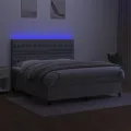 cadre de lit et matelas et LED Gris clair 180x200 cm