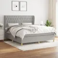 cadre de lit avec matelas Gris clair 180x200cm Tissu