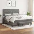cadre de lit avec matelas Gris foncé 180x200cm Tissu
