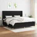 cadre de lit avec matelas Noir 200x200 cm Tissu