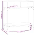 Table console chêne fumé 75x34,5x75 cm bois d'ingénierie