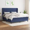 cadre de lit avec matelas Bleu 160x200 cm Tissu