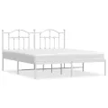 Cadre de lit métal avec tête de lit blanc 183x213 cm