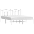 Cadre de lit métal avec tête de lit blanc 183x213 cm