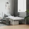 Cadre de lit métal avec tête de lit/pied de lit blanc 107x203cm