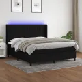 cadre de lit matelas et LED Noir 160x200 cm Tissu