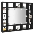 Armoire à miroir à LED noir 91x15x76,5 cm