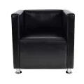 Fauteuil cube noir similicuir