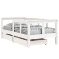 Cadre de lit enfant tiroirs blanc 70x140 cm bois de pin massif