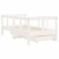 Cadre de lit enfant tiroirs blanc 70x140 cm bois de pin massif