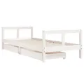 Cadre de lit enfant tiroirs blanc 80x200 cm bois de pin massif
