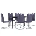 Ensemble de salle à manger 7 pcs Similicuir daim Gris