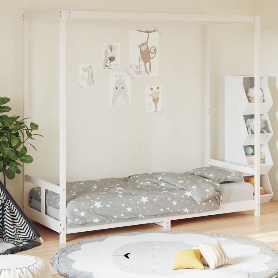 Cadre de lit pour enfants blanc 80x200 cm bois de pin massif