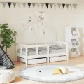 Cadre de lit enfant tiroirs blanc 70x140 cm bois de pin massif