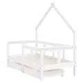 Cadre de lit enfant tiroirs blanc 70x140 cm bois de pin massif