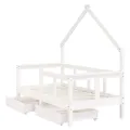 Cadre de lit enfant tiroirs blanc 70x140 cm bois de pin massif