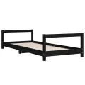 Cadre de lit pour enfants noir 90x190 cm bois de pin massif