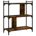 Bibliothèque 3 niveaux chêne fumé 76x32x88 cm bois d'ingénierie