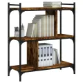 Bibliothèque 3 niveaux chêne fumé 76x32x88 cm bois d'ingénierie