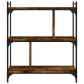 Bibliothèque 3 niveaux chêne fumé 76x32x88 cm bois d'ingénierie