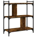 Bibliothèque 3 niveaux chêne fumé 76x32x88 cm bois d'ingénierie