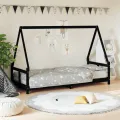Cadre de lit pour enfants noir 80x200 cm bois de pin massif